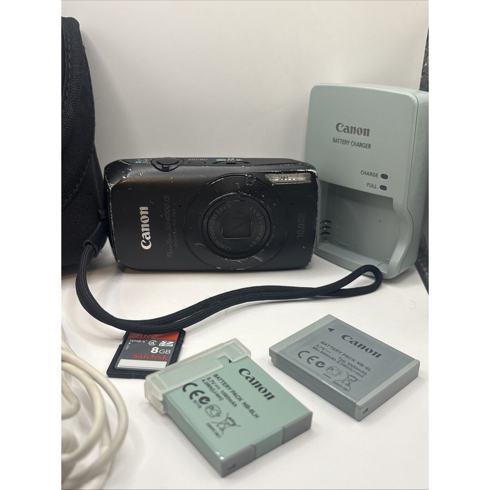Canon PowerShot SD 4000 IS Digital ELPH 10MP Black Digital Camera Bundle Tested - Picture 3 of 16